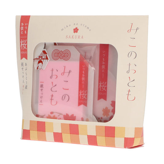 Okurimono Shoutengai Miko no Otomo Paper Soap & Oil Blotting Paper Set (Sakura)