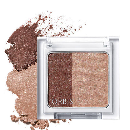 ORBIS Twin Gradient Eye Color, Cocoa Cinnamon Sheer Brown x Greige, Fragrance-free