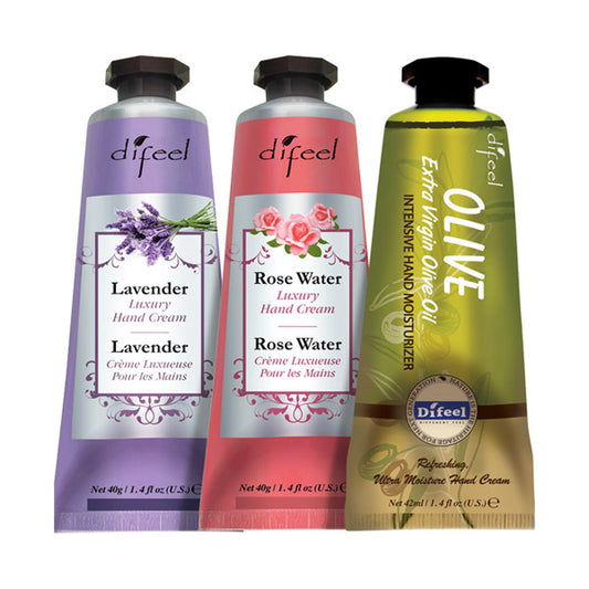Difeel Happy Set 31 Natural Hand Cream Luxury (Lavender, Rose Water & Olive), 40g x 3