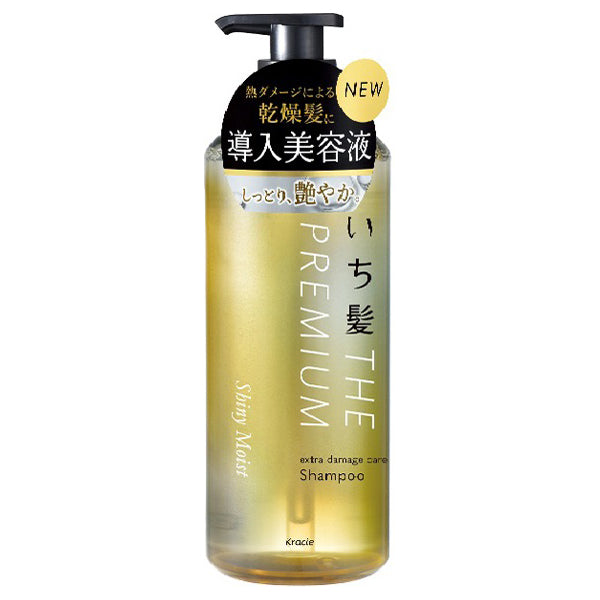 ICHIKAMI THE PREMIUM Extra Damage Care Shampoo (Shiny Moist), 480ml, Double Cherry Blossom Scent
