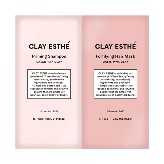 Clay Esthe Priming Shampoo & Fortifying Hair Mask Trial Set (Pink Clay, Fresh Savon Scent), 10ml + 10ml