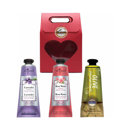 Difeel Happy Set 31RB Natural Hand Cream (Lavender, Rose Water & Olive), 40g x 3
