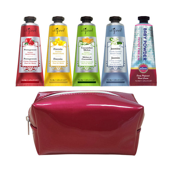 Difeel Family Set 51RP Hand Cream (Pomegranate, Freesia, Melon, Jasmine & Baby Powder), 40g x 5