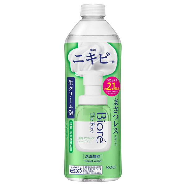 Biore The Face Foaming Facial Wash Acne Care Refill, 340ml