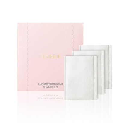 FEMMUE 5-layer soft cotton pad, 50 sheets, 50 x 70 mm