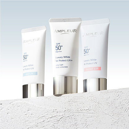Luxury White Double Protect UV Aqua, SPF50+ PA++++, 30g, Water gel type with a refreshing, close-fitting finish, White floral