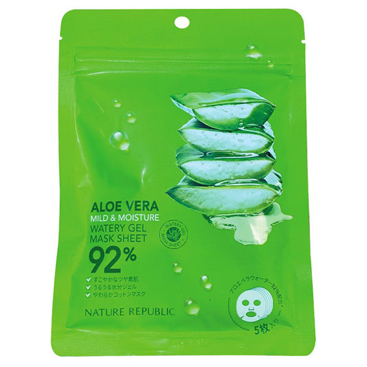 Nature Republic Mild & Moisture Aloe Gel Sheet Mask, 5 sheets