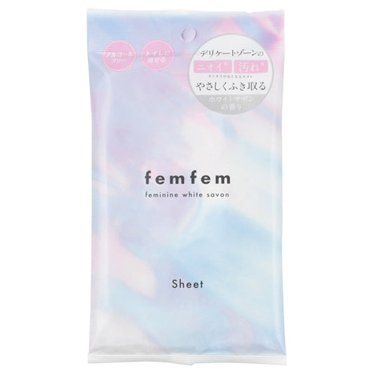 femfem Feminine Wiping Sheets (White Savon), 10 sheets