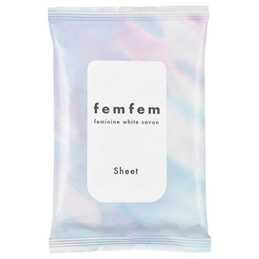 femfem Feminine Wiping Sheets (White Savon), 10 sheets