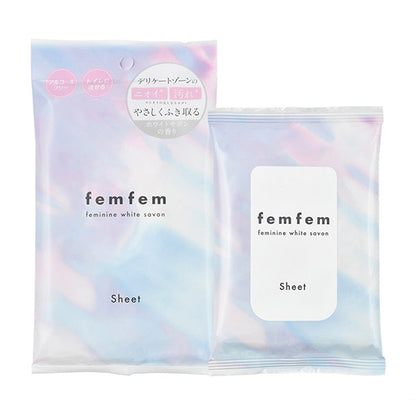 femfem Feminine Wiping Sheets (White Savon), 10 sheets