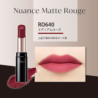 VISEE Nuance Matte Rouge, 640 Medium Rose, 4g, Fragrance-free