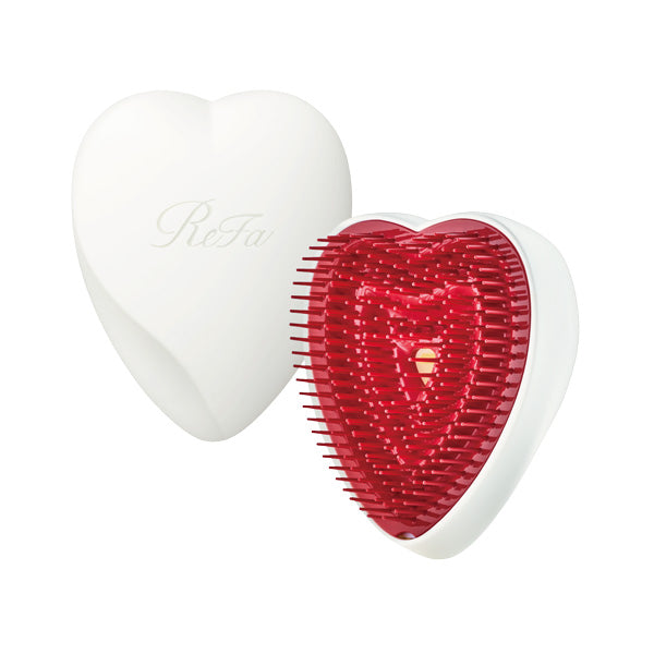 ReFa Heart Brush, Matte White, Approx. 73 x 91 x 53 mm (with cover attached)