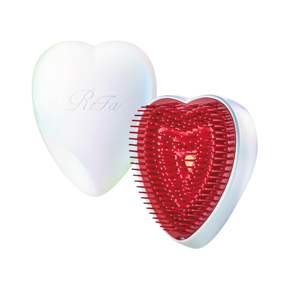 ReFa Heart Brush, Aurora White, Approx. 73 x 91 x 53 mm (with cover attached)