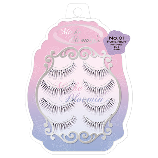 Mish Bloomin Eyelash Regular Line, NO.01 Pure Rich, 4 pairs