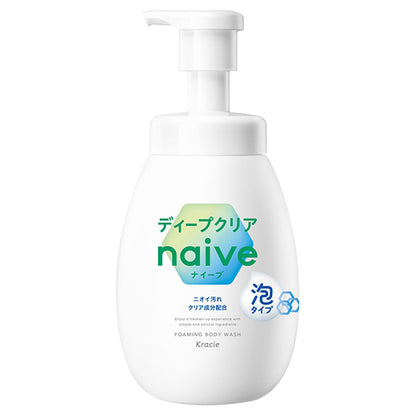 Naive Foaming body soap (deep clear), bottle,pump, 600ml, citrus floral scent