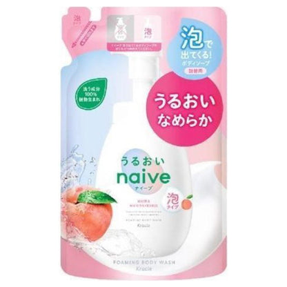 Naive Foaming Body Soap Moist Refill, 480ml (Gentle Peach Soap)
