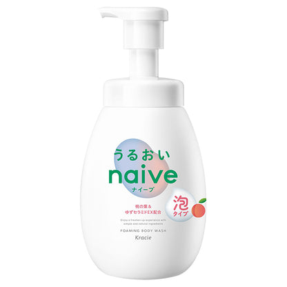 Naive Foam body soap (moisturizing type), Body,pump, 600ml, Gentle peach soap scent