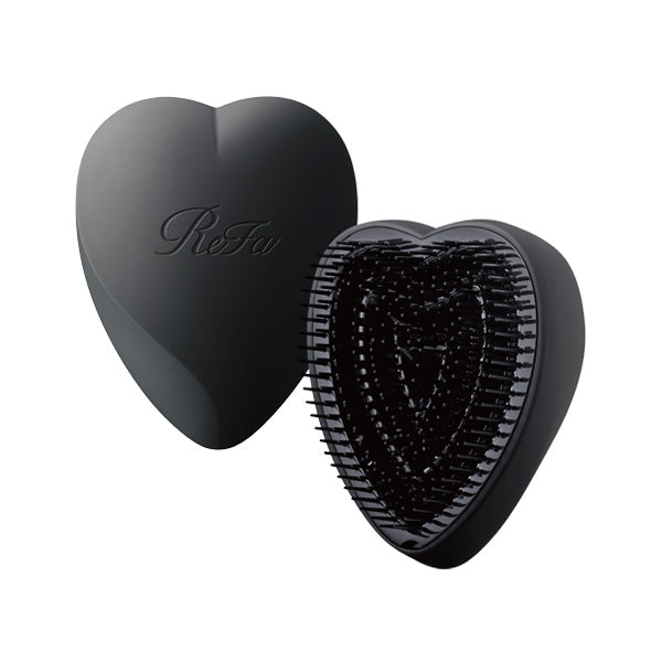 ReFa Heart Brush, Matte Black, Approx. 73 x 91 x 53 mm (with cover attached)