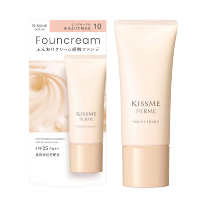 KISSME FERME Foun Cream, SPF25 PA++, 10 Pink Ocher, 17g