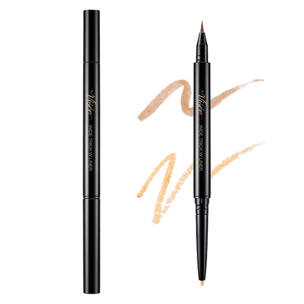 VISEE Wide Trick Double Liner, 01 Nuance Brown & Beige, 0.4g, Fragrance-free