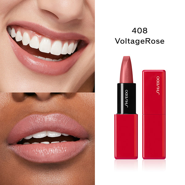 SHISEIDO Techno Satin Gel Lipstick, 408 Voltage Rose, 3.3g