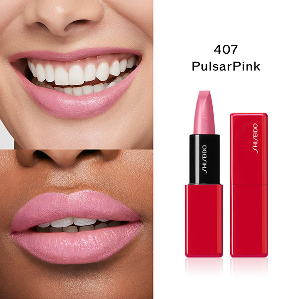 SHISEIDO Techno Satin Gel Lipstick, 407 Pulsar Pink, 3.3g