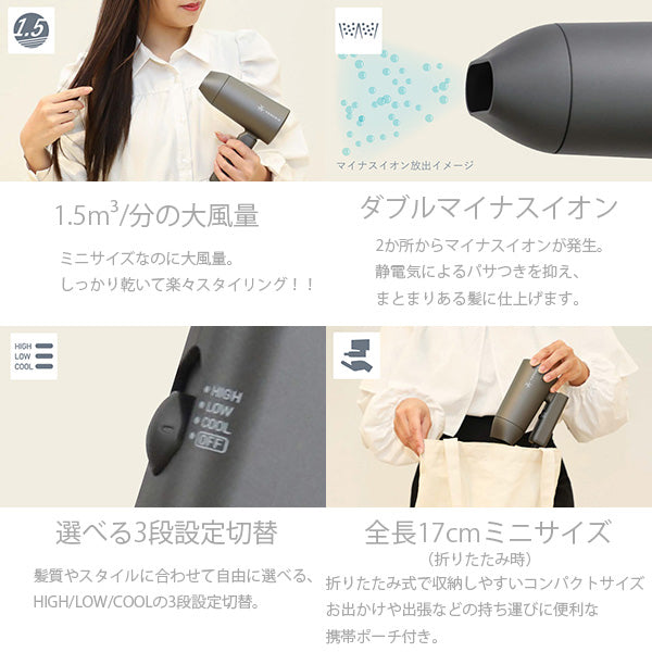 VENUSiS Negative Ion Mini Dryer VDM-1100, 375g