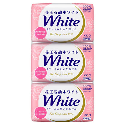 Kao White Soap, Bath Size, 130g x 3, Aromatic Rose Scent