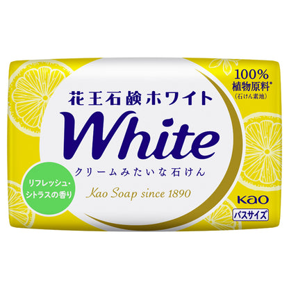 Kao White Soap, Bath Size, 130g x 3 Count, Refreshing Citrus Scent