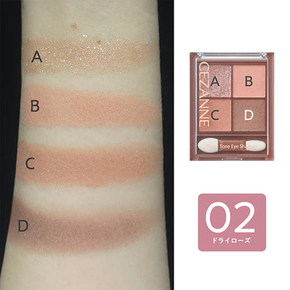 CEZANNE Bitter Tone Eyeshadow, 02 Dry Rose, 4.5g
