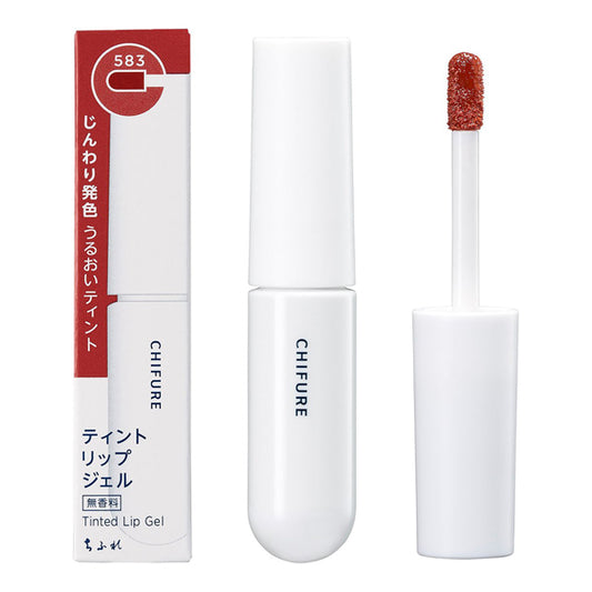 Chifure Tint Lip Gel, 583 Red, w18×h85×d18.5(mm), Smooth and rich, Fragrance-free