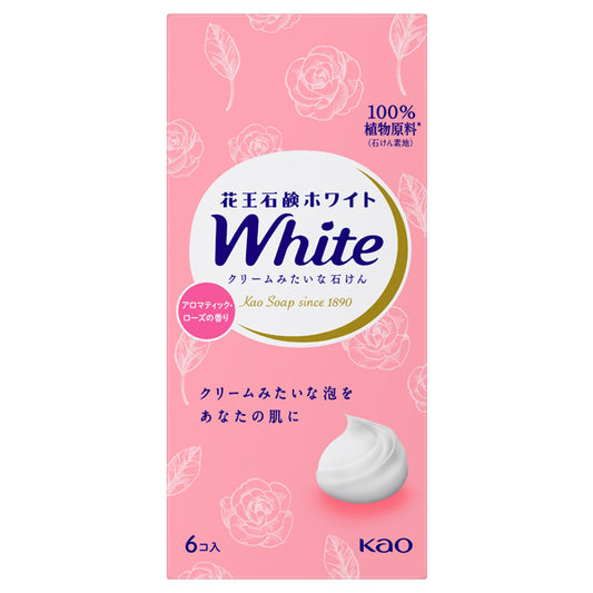 Kao White Soap Regular Size (Aromatic Rose), 6 Pieces