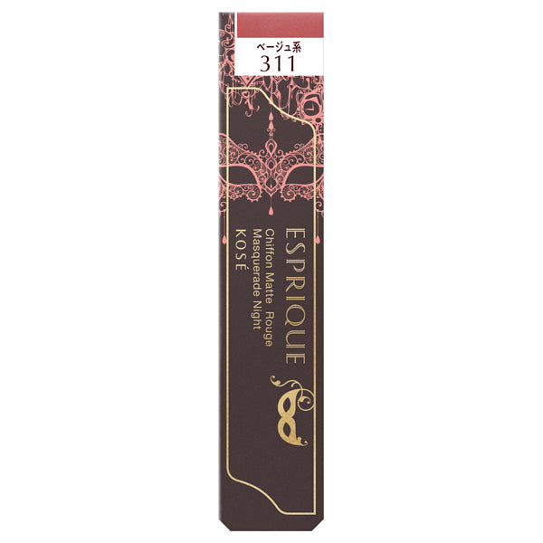 ESPRIQUE Chiffon Matte Rouge Masquerade Night, BE311 Coral Night, 6g, Fragrance-free