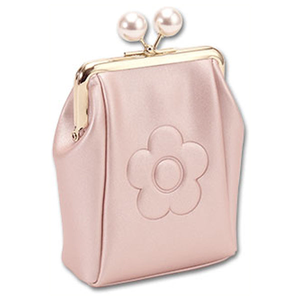 Mary Quant Emboss Daisy Pearl Gamaguchi Multi Pouch (Pearl Pink)