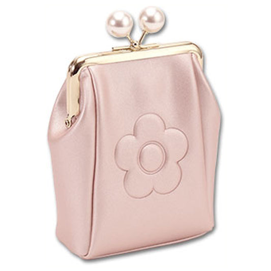 Mary Quant Embossed Daisy Pearl Multi-purpose Pouch, Pearl Pink, H13.5×W12×D5cm