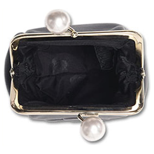 Mary Quant Embossed Daisy Pearl Multi-purpose Pouch, Black, H13.5 x W12 x D5cm