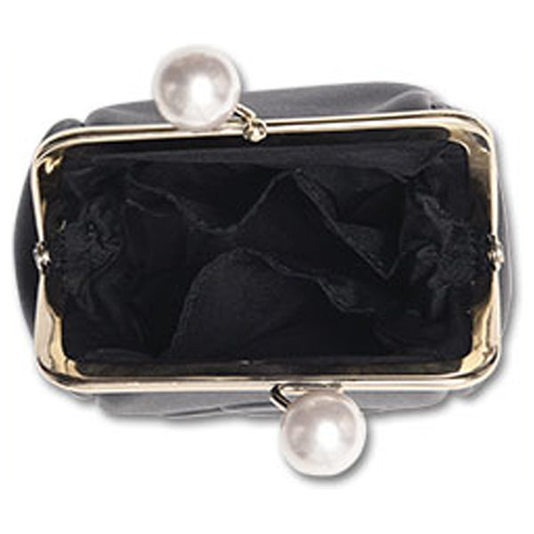 Mary Quant Embossed Daisy Pearl Multi-purpose Pouch, Black, H13.5 x W12 x D5cm