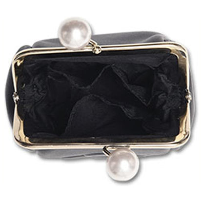 Mary Quant Embossed Daisy Pearl Multi-purpose Pouch, Black, H13.5 x W12 x D5cm