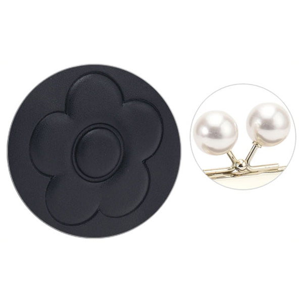 Mary Quant Embossed Daisy Pearl Multi-purpose Pouch, Black, H13.5 x W12 x D5cm