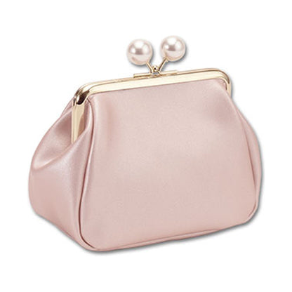 Mary Quant Emboss Daisy Pearl Gamaguchi Pouch (Pearl Pink)