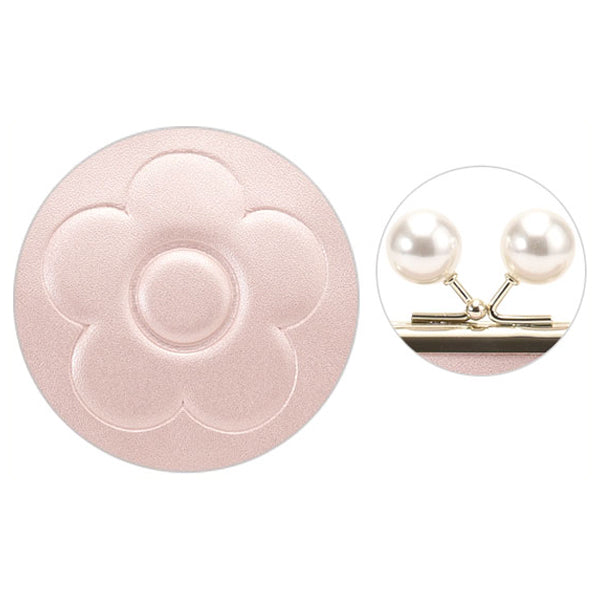 Mary Quant Embossed Daisy Pearl Flap Pouch, Pearl Pink, H11×W17×D8.5cm