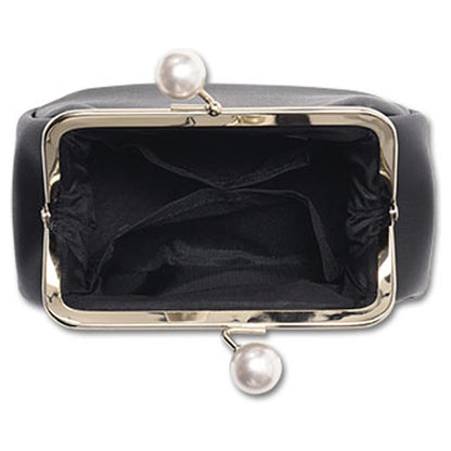 Mary Quant Emboss Daisy Pearl Gamaguchi Pouch (Black)