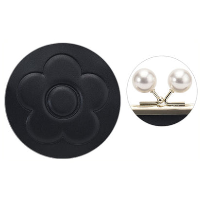 Mary Quant Emboss Daisy Pearl Gamaguchi Pouch (Black)