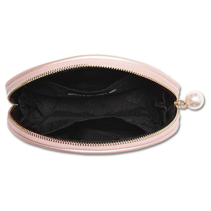 Mary Quant Emboss Daisy Pearl Round Pouch (Pearl Pink)