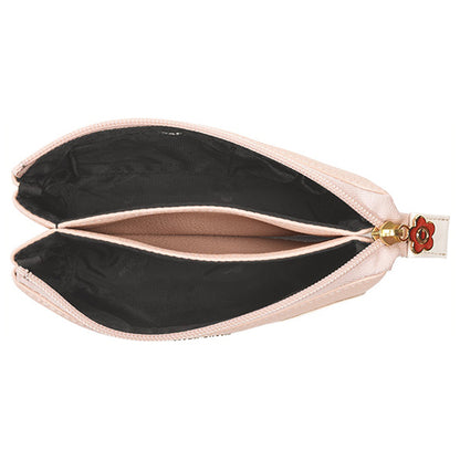 Mary Quant Shrink Daisy Patch 3 Pocket Pouch, Pink, H11.5 x W17.5 x D6.5cm