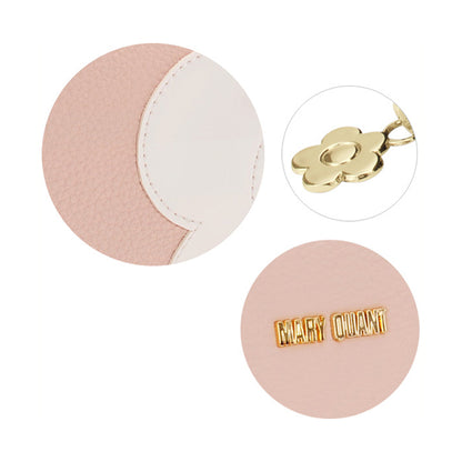 Mary Quant Shrink Daisy Patch 3 Pocket Pouch, Pink, H11.5 x W17.5 x D6.5cm