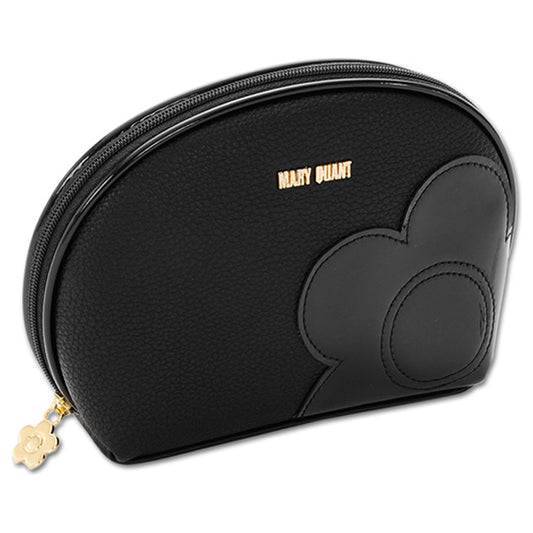 Mary Quant Shrink Daisy Patch Round Pouch L, Black, H13 x W18 x D6cm