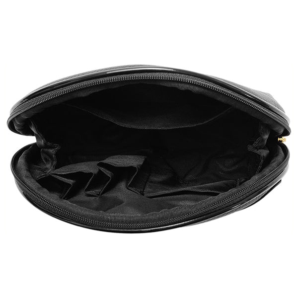 Mary Quant Shrink Daisy Patch Round Pouch L, Black, H13 x W18 x D6cm