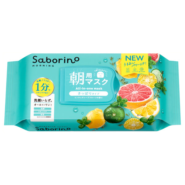 Saborino Morning Mask Refreshing Type N (Minty Grapefruit), 32 Sheets