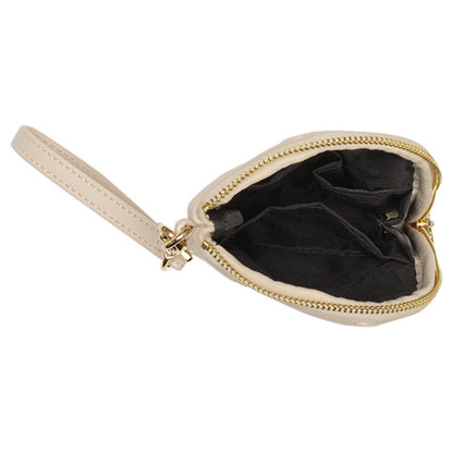 Mary Quant Simple embossed daisy multi-purpose pouch, Beige, H14 x W9 x D2cm, Strap 22cm